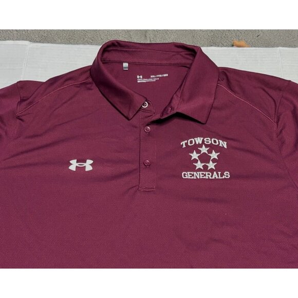 Under Armour Mens Towson Generals Polo Shirt XXL Maroon Polyester Performance - Picture 2 of 6